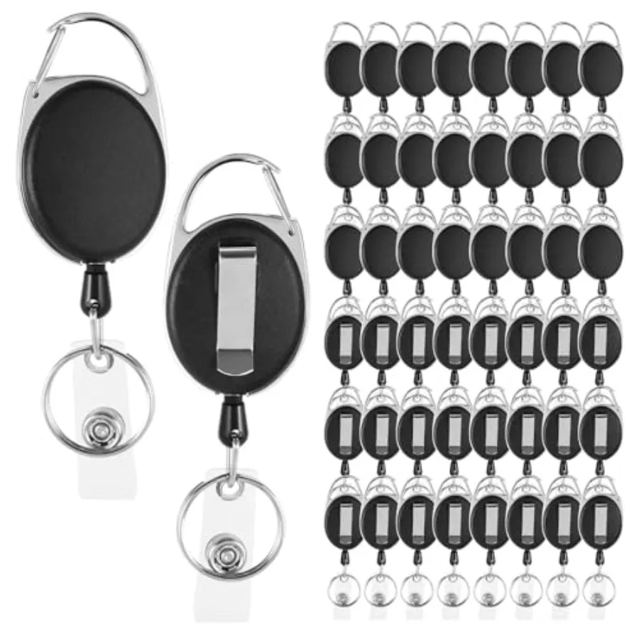 

Набор из 50 выдвижных держателей для бейджей с кольцом для ключей и зажимом для ремня, с шнуром длиной 23,6 дюйма, для медсестер, офисного персонала, учителей