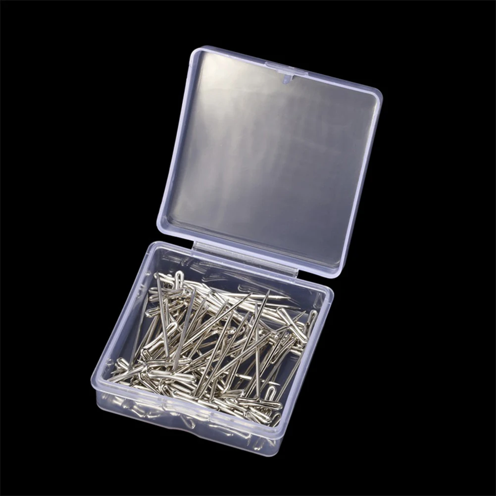 

50Pcs 38mm Stainless Steel T-Pins Set Plastic Box Secure Sewing Blocking Tailor Jewelry Display Knitting Tools