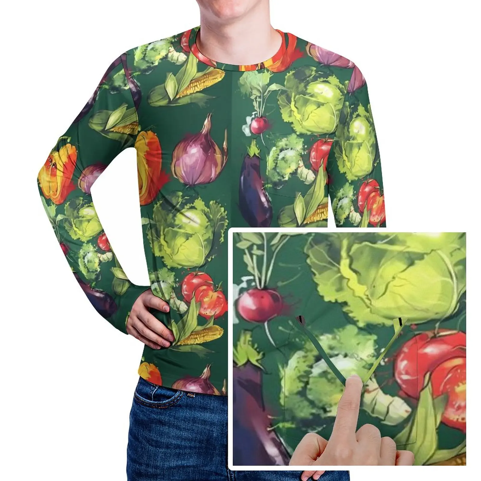 Radishes T Shirt Vegetable Man Popular T-Shirts Autumn Printed Tee Shirt Long Sleeve Basic Plus Size Birthday Present