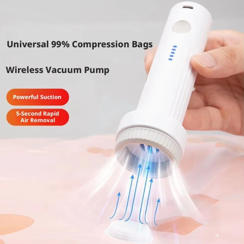 Cordless Electric Vacuum Pump for Storage Bags USB-C Rechargeable Sealing Compression Bag Air Pump for Home Travel Use