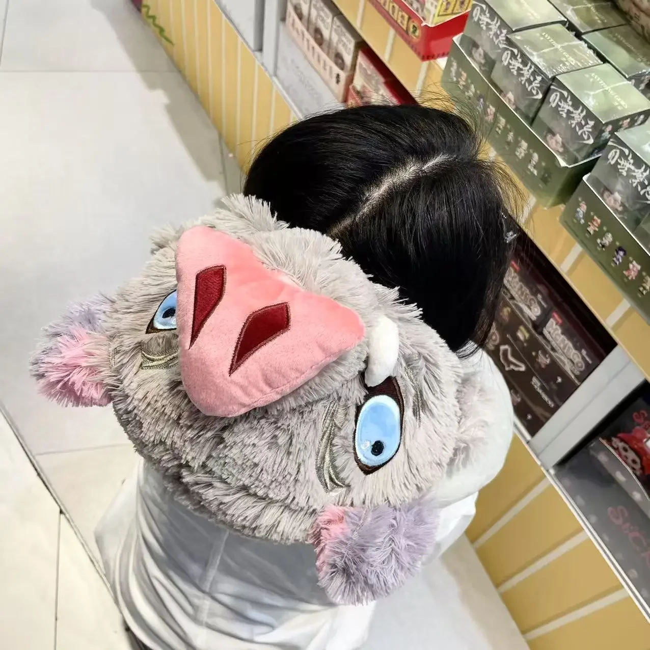 코스프레 소품 야생 멧돼지 머리 플러시 모자 귀멸의 칼날 하시비라 이노스케 따뜻한 헤드기어 일본 애니메이션 봉제 인형 선물