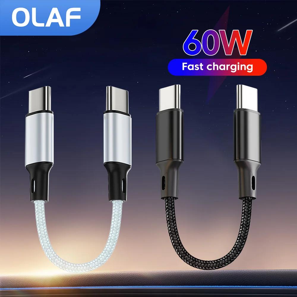 60W 30cm Short Type C To USB C Cable Fast Charging Phone Data Cable For Iphone 15 16 Samsung 25CM USB A To Micro USB Cable Cord