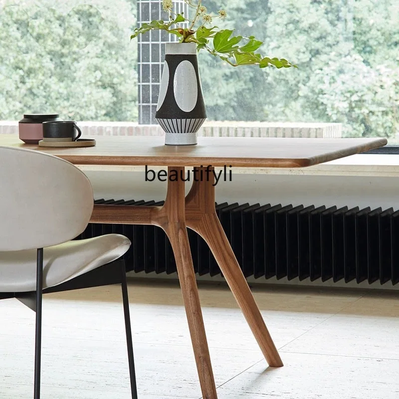 

08 Log Household Dining Table Small Apartment Modern Simple Rectangular Dining Table Designer Conference Office Long Table