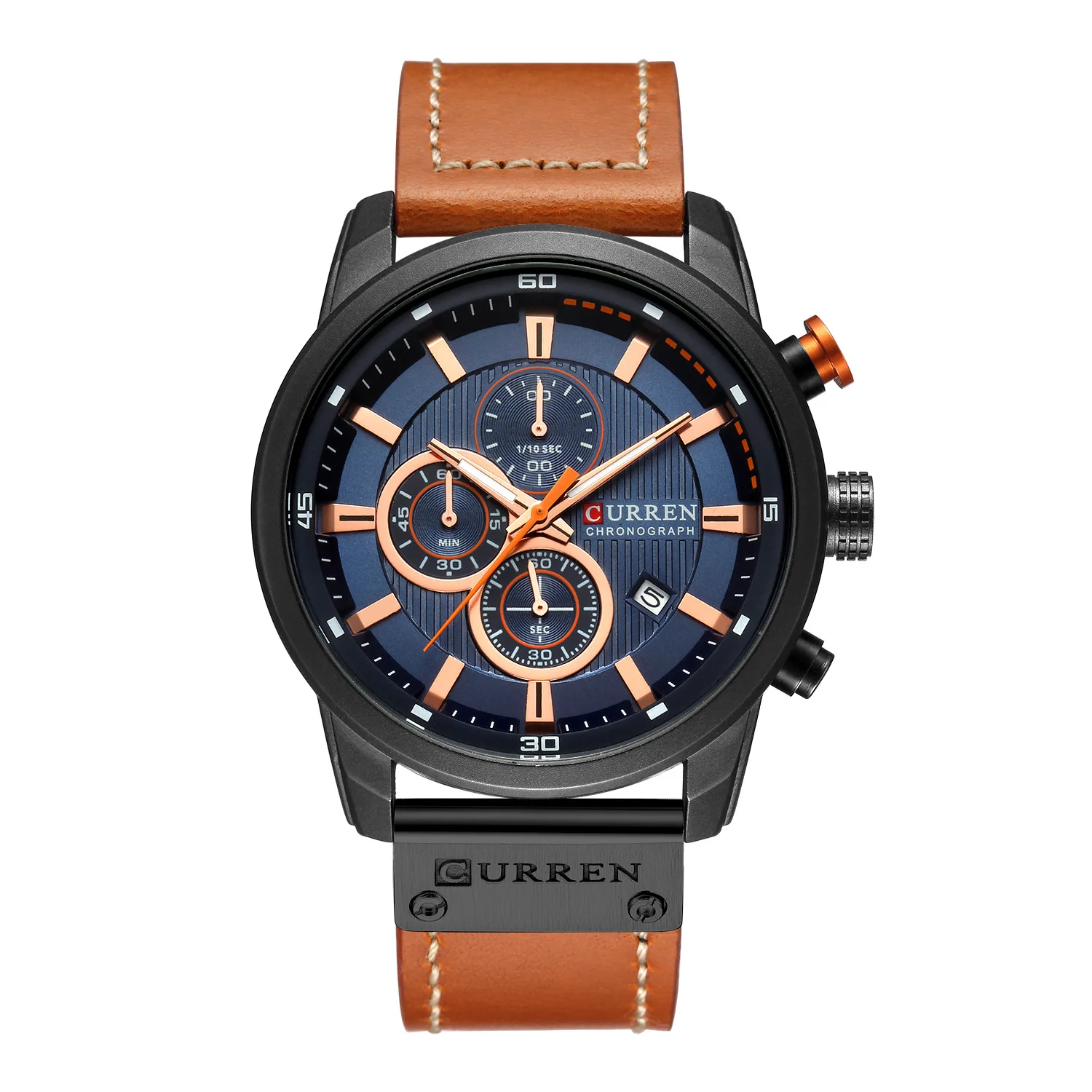 CURREN 8291 Men\'s Quartz Watch Business Casual Brown Leather Strap Calendar Analog Display Wristwatch for Male Gift Clock