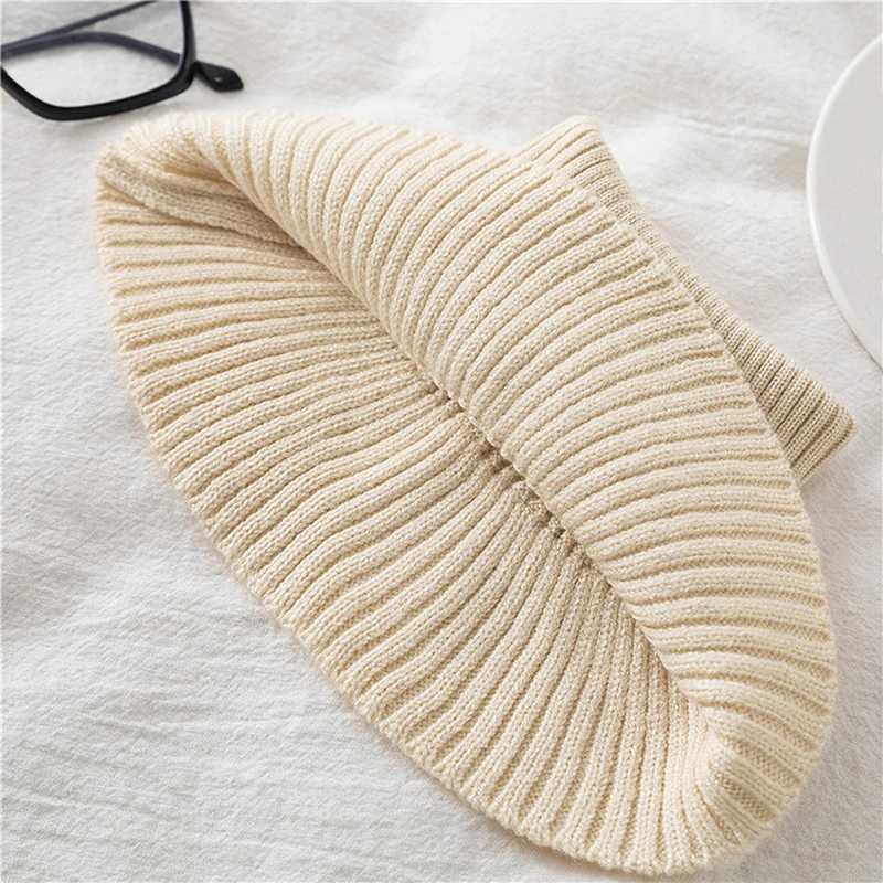 Women Knitted Fake Collar Scarf Warm Turtleneck Neck Warmer Detachable Winter Windproof Fashion False Scarf High Neck Collar