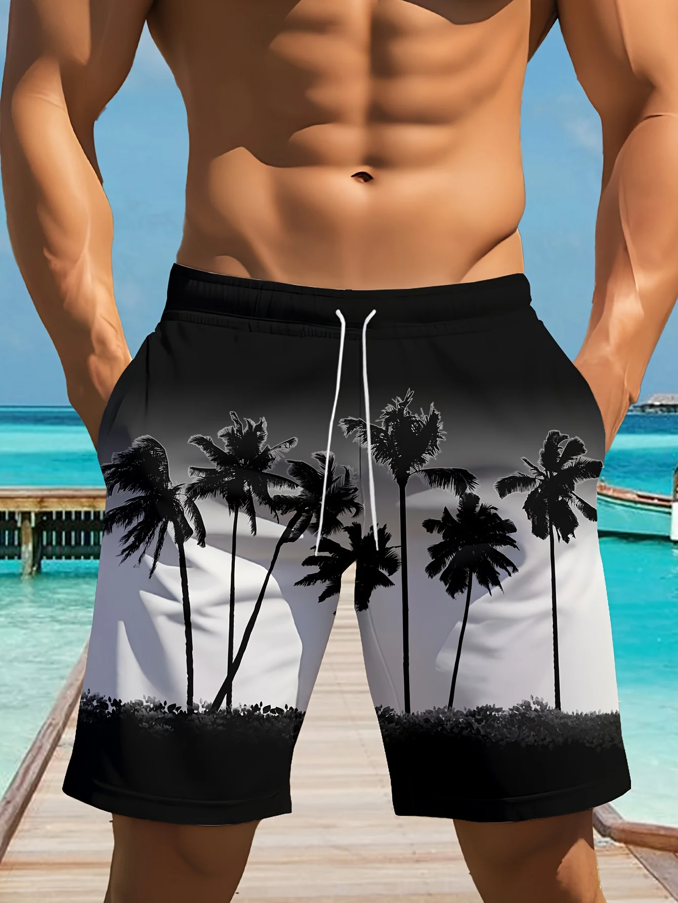 Mens Orange Slice Soda Splash Print Quick Dry Drawstring Beach Swim Board Shorts 2026