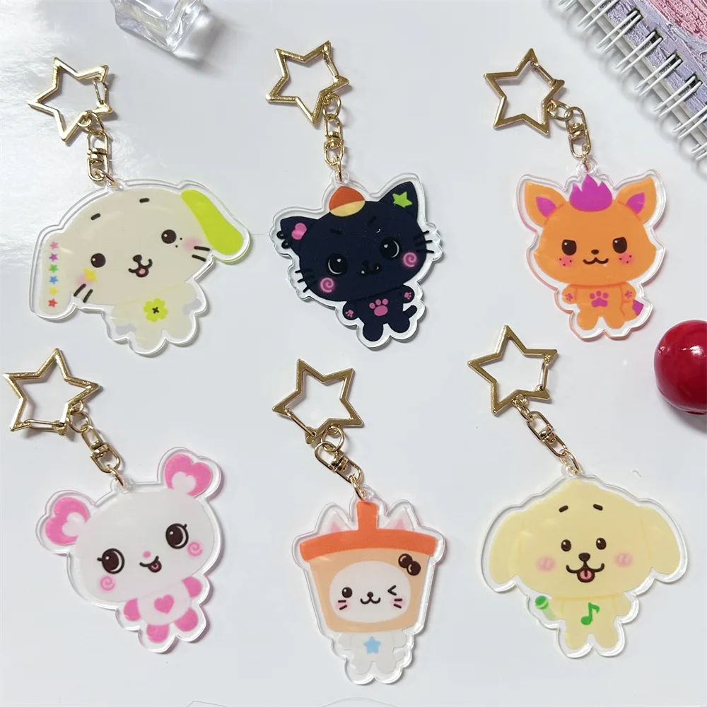 Porte-Clés Mignon de Dessin Animé Kpop, Pendentif Étoile Imprimée en Acrylique, Accessoires de Sac,