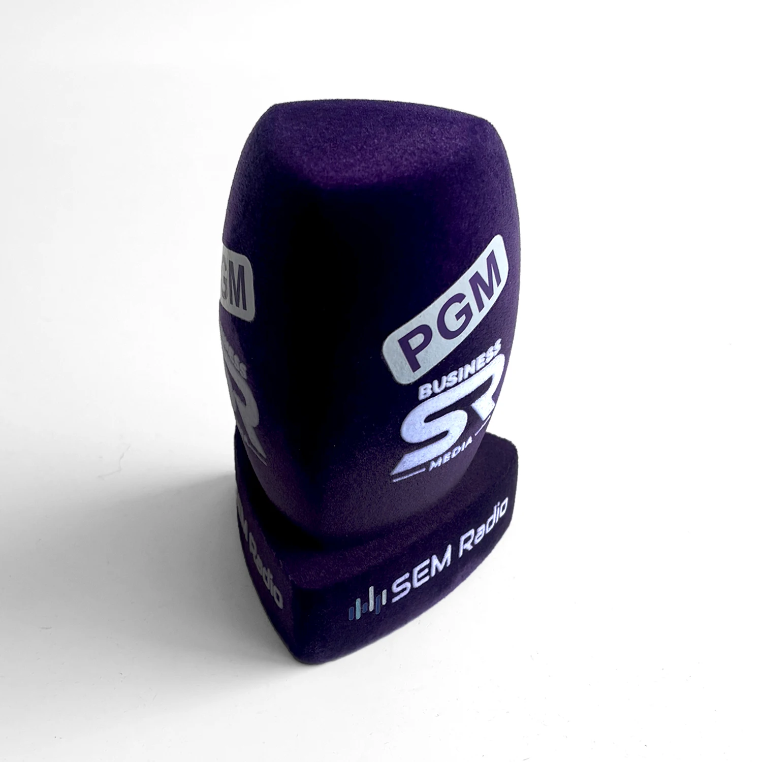 Customized Logo Flocking Microphone Cap Print Mark Covers Mic Windscreen Sponge Shield for TV Station Reporters Interview Foam