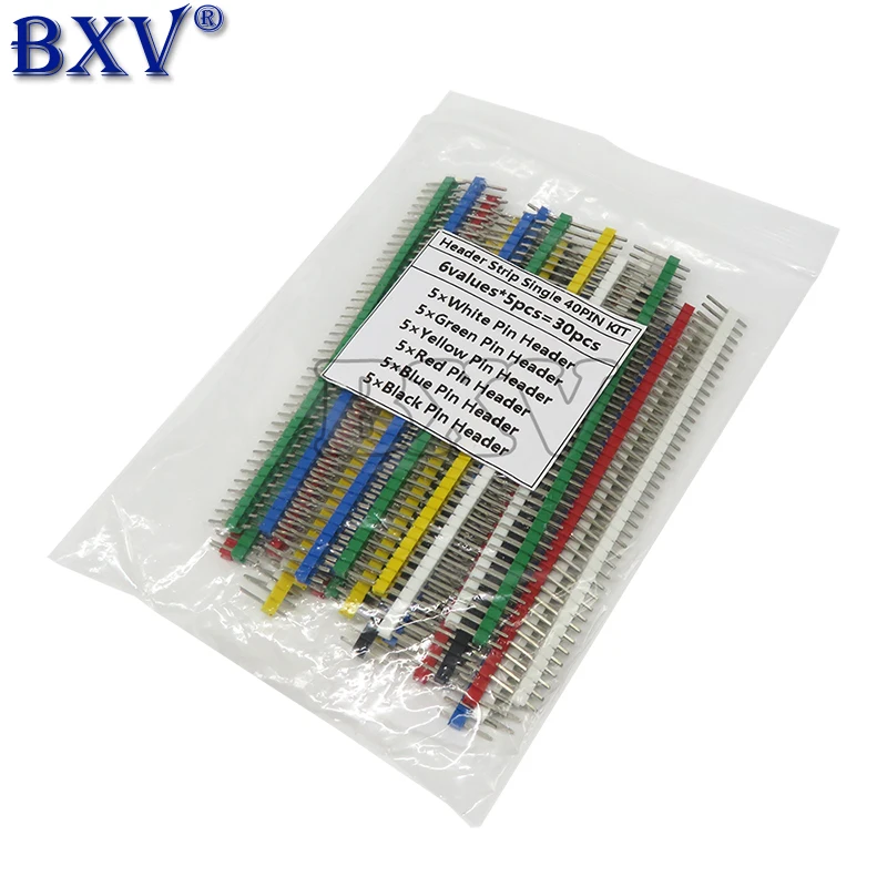 30PCS 40 Pin Breakable Pin Header 2.54mm Single Row Male Header Connector Kit PCB Pin Strip per Arduino