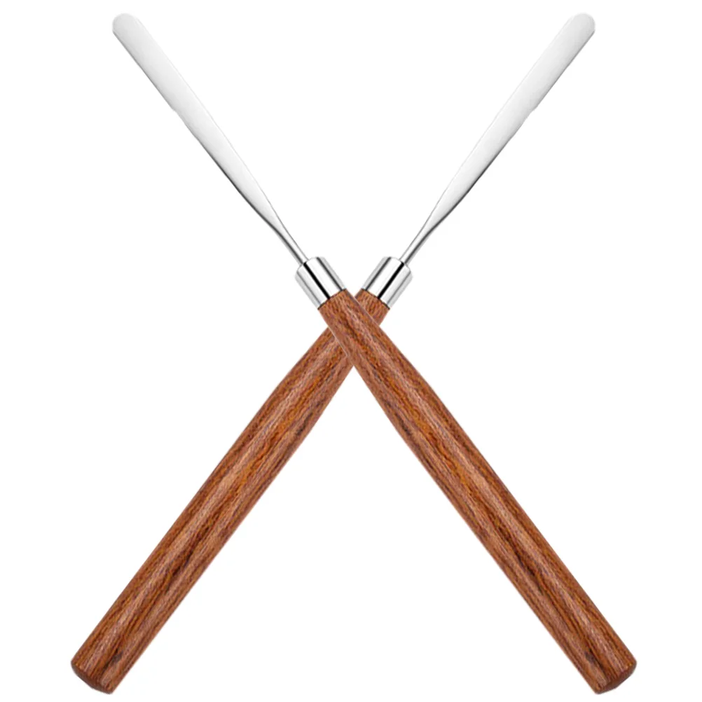 

2 Pcs Foundation Mixer Palette Stick Makeup Spatula Tool Scraper Stainless Steel