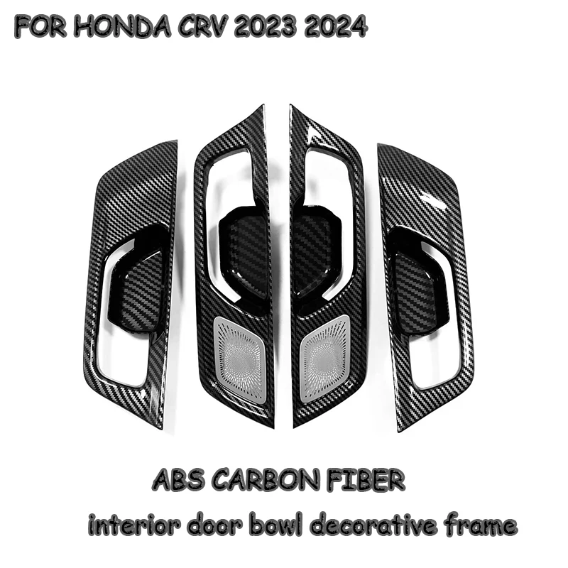 For Honda CR-V 2023 2024 Carbon Fiber/Peach Wood Patterned interior door bowl decorative frame Cars Accessories