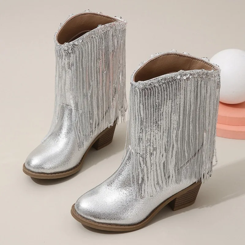 New Autumn Girl Boot Fashion Simple Kid Shoes Retro Fashion Show Design Unique Tassel Leather Boots Comfort Perform Boots Сапоги