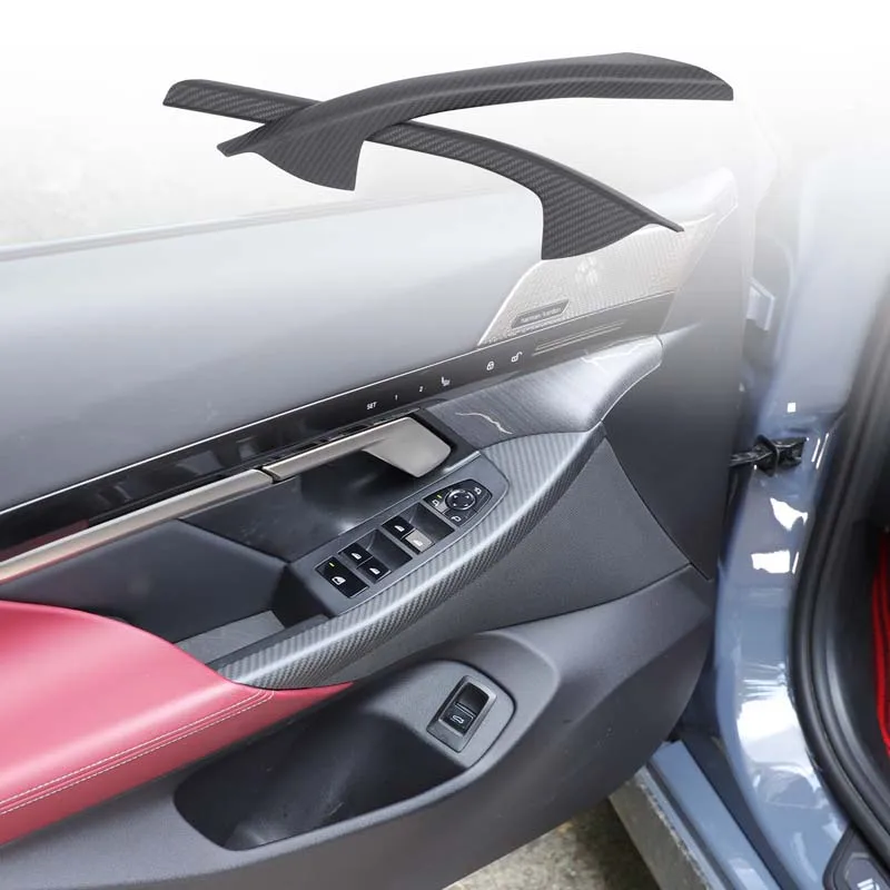 لسيارات BMW 5 Series G60 2024 + ألياف الكربون الحقيقية زجاج السيارة رفع الإطار الخارجي لوحة ملصقات الزخرفية اكسسوارات السيارات الداخلية