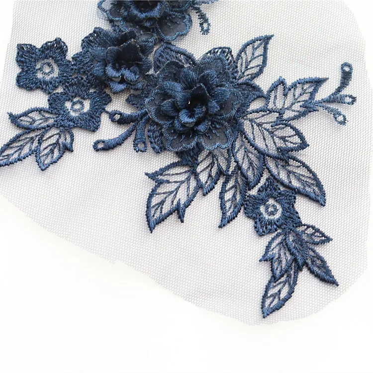 5 أزواج-1 زوج. فستان الزفاف ثلاثية الأبعاد الدانتيل زين DIY بها بنفسك الحرفية زهرة التصحيح الملابس المواد المساعدة الذهب الأزرق زهرة 14.5*19 سنتيمتر