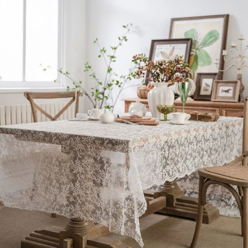

White Table Cloth Lace Decorative Hotel Wedding Party Dining Decorative Fabric Home Decor Lace Tablecloth Christmas