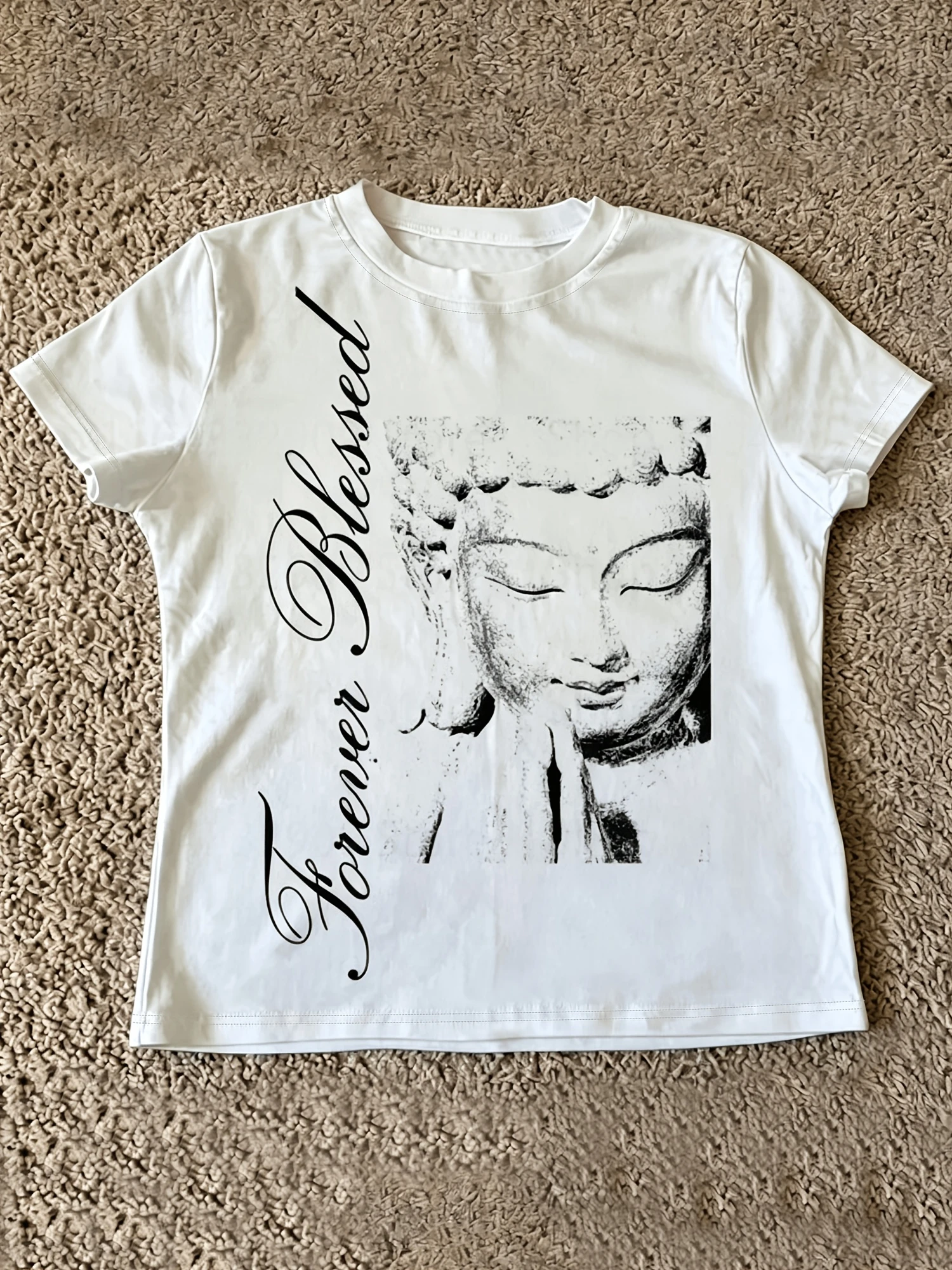 Forever Blessed short sleeve Streetwear Print Graphic Cotton Y2k Short Sleeves Classic Oversized Unisex Neutral O-Neck Couples