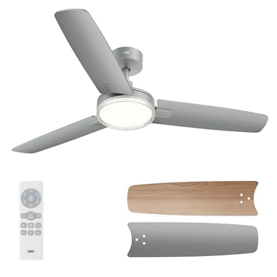 

Потолочный вентилятор 42'' серого цвета с подсветкой и пультом ДУ для спальни, 5 цветовых температур, 6 уровней яркости, 6 скоростей, быстрая установка, тихий, реверсивный двигатель постоянного тока