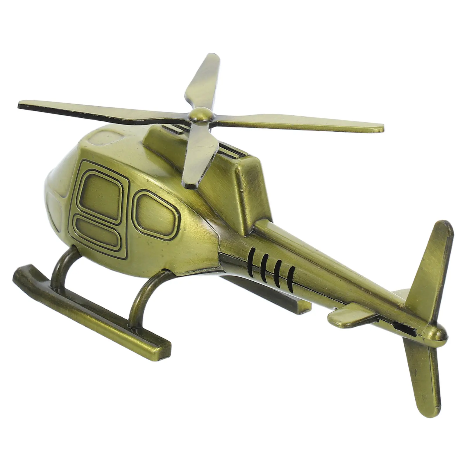 Alloy Helicopter Vintage Retro Metal Aircraft Ornament Office Decoration Miniature Helicopter Retro Aircraft