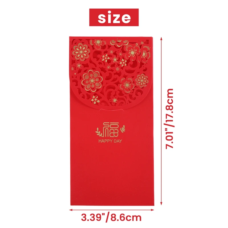 Chinese New Year Red Envelopes Lucky Money Envelopes Spring Festival Red Packet For New Year Wedding (7X3.4 Inch)