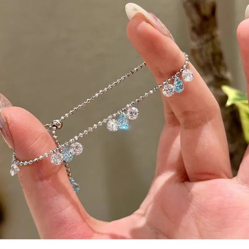 ENSHIR Lucky Colorful Heart Beads Shiny Zircon Water Drop Bracelet for Women Fashion Delicate Jewelry Gift Wholesale