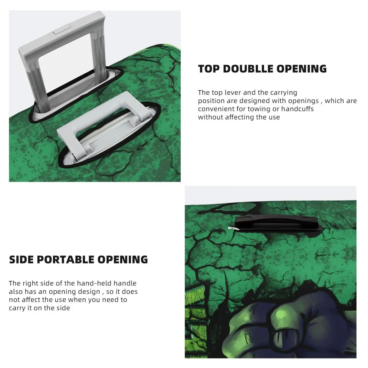 أزياء مخصصة 3D الطباعة الفن هالك غطاء الأمتعة حامي قابل للغسل شعبية الفيلم حقيبة السفر يغطي