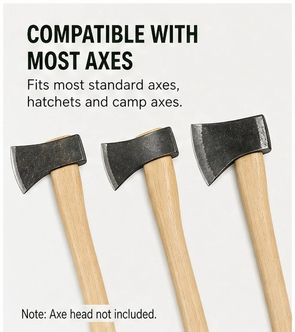 Ergonomic Hardwood Wooden Axe Handle Replacement for Camping Hatchet Firewood Cutting Log Splitting Tool Handle