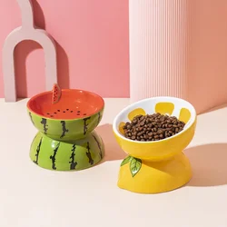 Cat Bowl Ceramic Cat Food Basin Cervical Protection Slanted Mouth Pet Supplies High Footed Bowl Cat Food Basin Dog and Cat Bowl