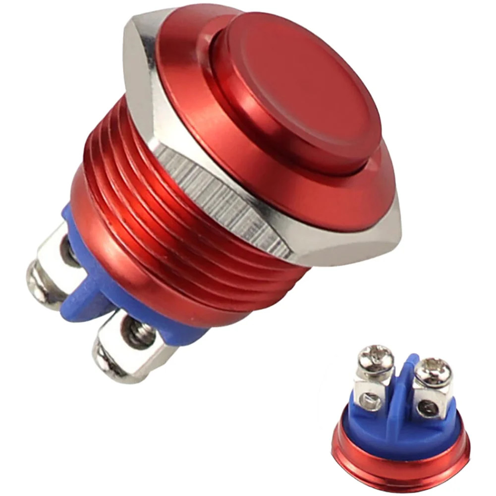 1pc 16mm Metal Push Button Switch Self Resetting Momentary Screw Terminal High Head For Electrical Connections