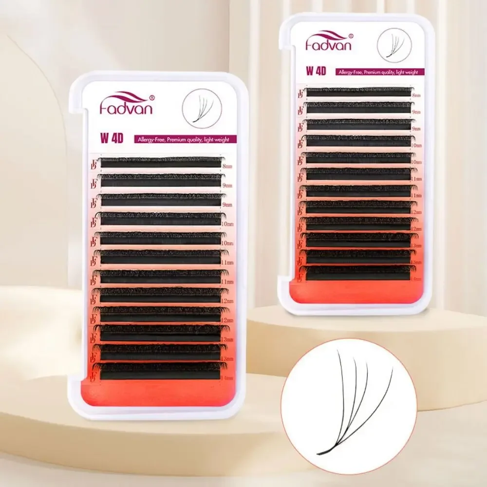 Extensiones de pestañas rizadas naturales C, 0,07mm, 4D, pestañas postizas en forma de W, maquillaje de ojos, belleza, volumen prefabricado, pestañas en abanico para mujeres