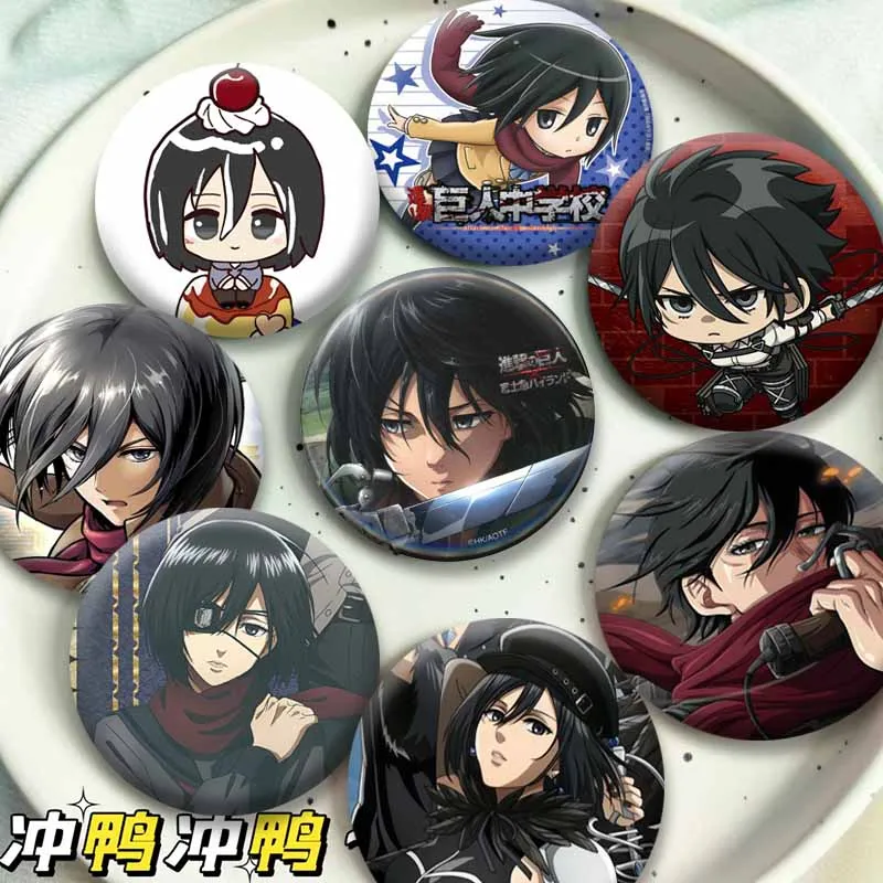 Japanese Anime Attack on Titan Brooch Mikasa Ackerman Cartoon Badge Handmade Enamel Pins Bag Shoes Collar Accessory Nijigen Gift