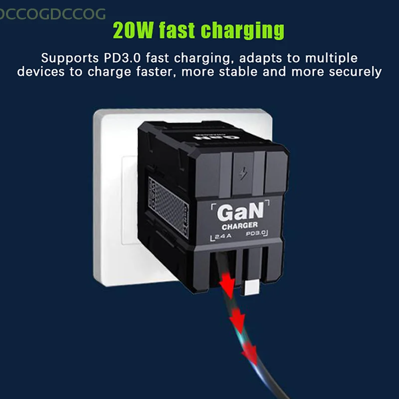 Advanced Dual PD USB GaN Charger, 20W Fast-charge Compatible for 14, 15, 16