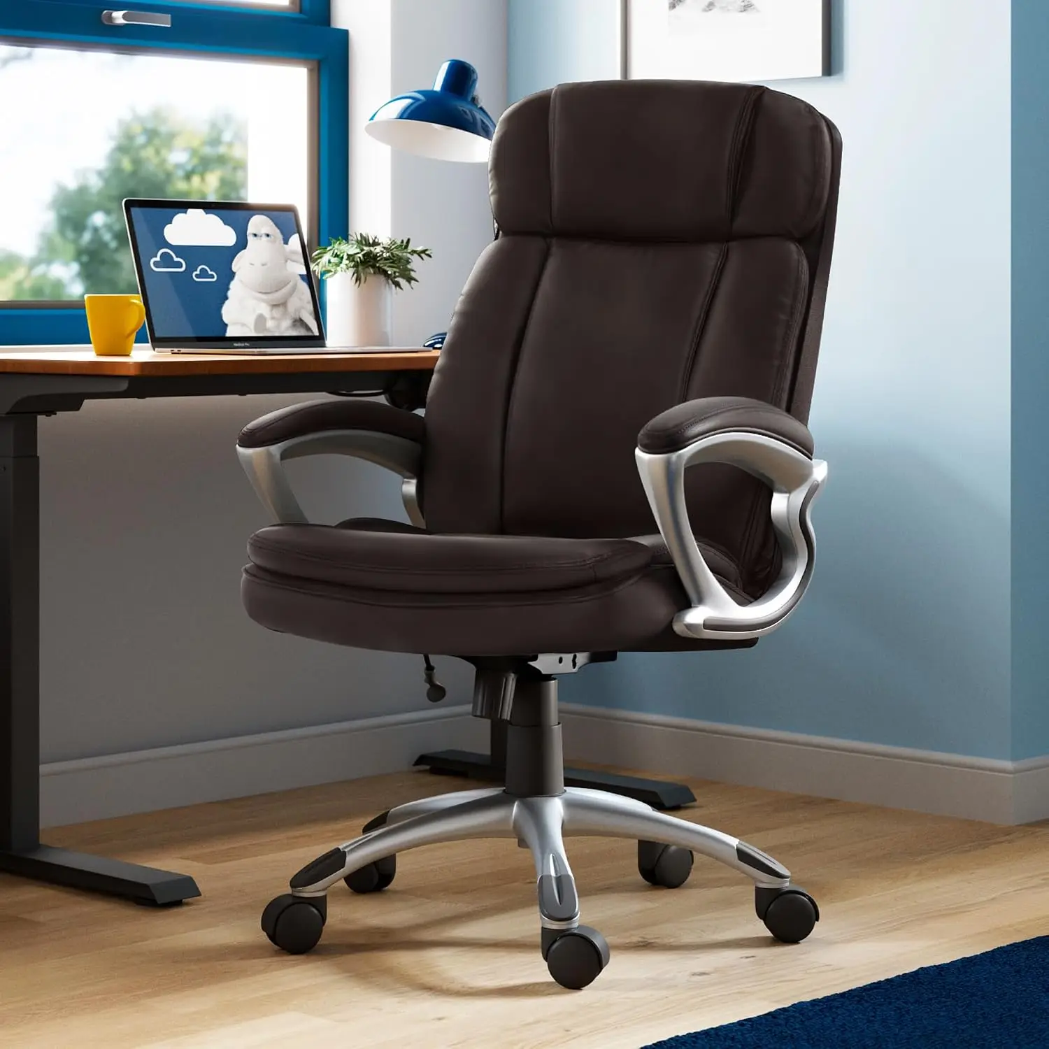 Ergonomic Big and Tall Executive Office Chair Lumbar Support, Leather | Fairbanks, Gaming Chair with Headrest, 350lb Capacity, P