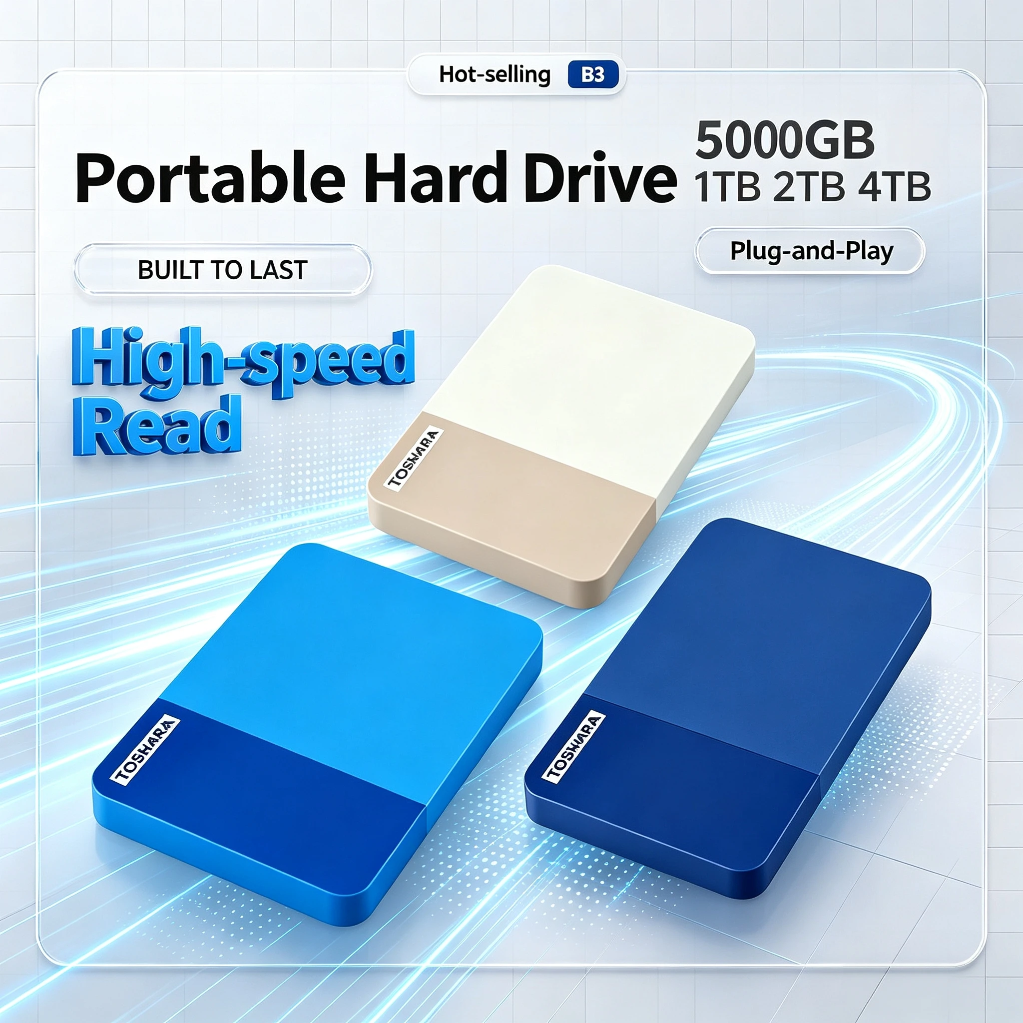 2.5 Inch Portable External HDD TOSHARA B3 Canvio Ready USB3.0 1TB 2TB 4TB Hard Disk Laptop Mac Android Pro Max HD