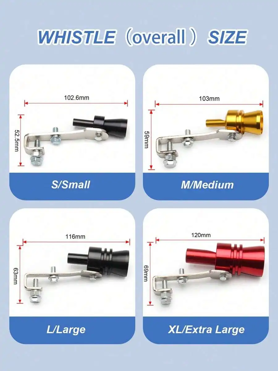 1Pc Aluminum Turbo Sound Pipe Whistle – Simulates High-Performance Turbo Roar, Durable & Corrosion-Resistant Metal, Easy To