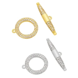 OCESRIO Trendy Small Cricle Toggle Clasp Jewelry Connector Genuine Gold Plated Copper OT Clasps Findings cnta063