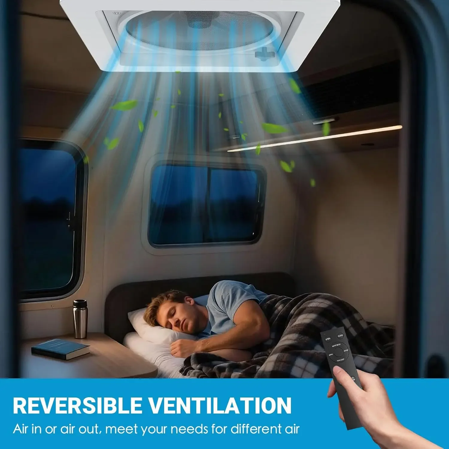 مروحة عادم قابلة للعكس بفتحة تهوية RV مقاس 14 بوصة من Air Max، مروحة سقف لتهوية الهواء RV ذات صوت منخفض للغاية 12 فولت عن بعد مع مستشعر المطر #5