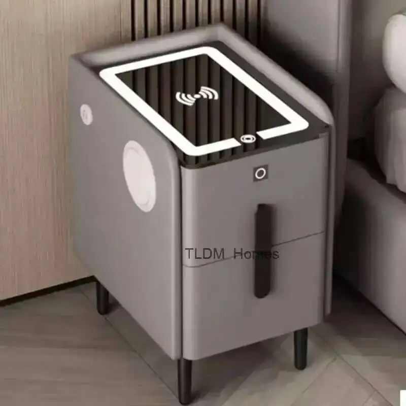 Night Outlet Usb Mobile Storage Night Table Table Modern Phone Charger Side Wireless Fingerprint Criado Mudo Home Furniture