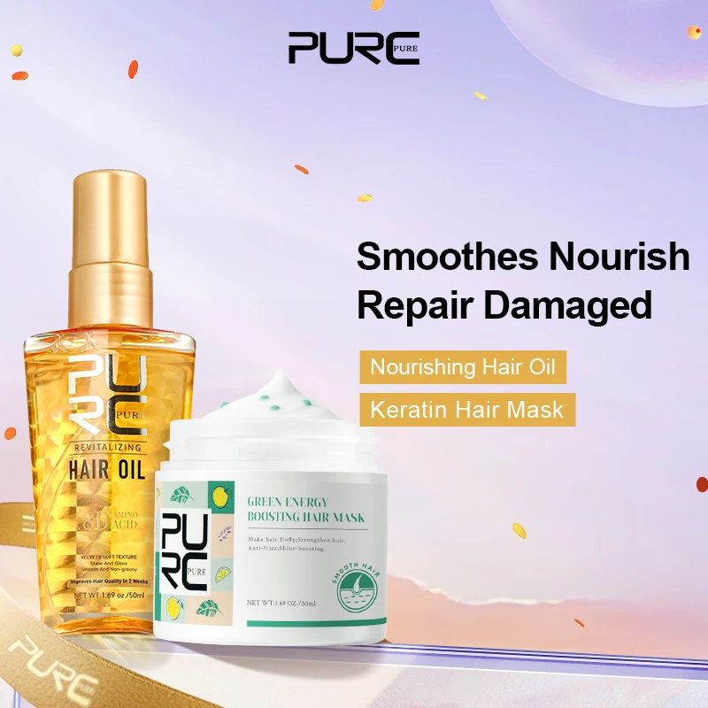 

Наборы масок для волос PURC с аргановым маслом и кератином для восстановления поврежденных разглаживания, выпрямления мягких волос, крем для ухода за волосами