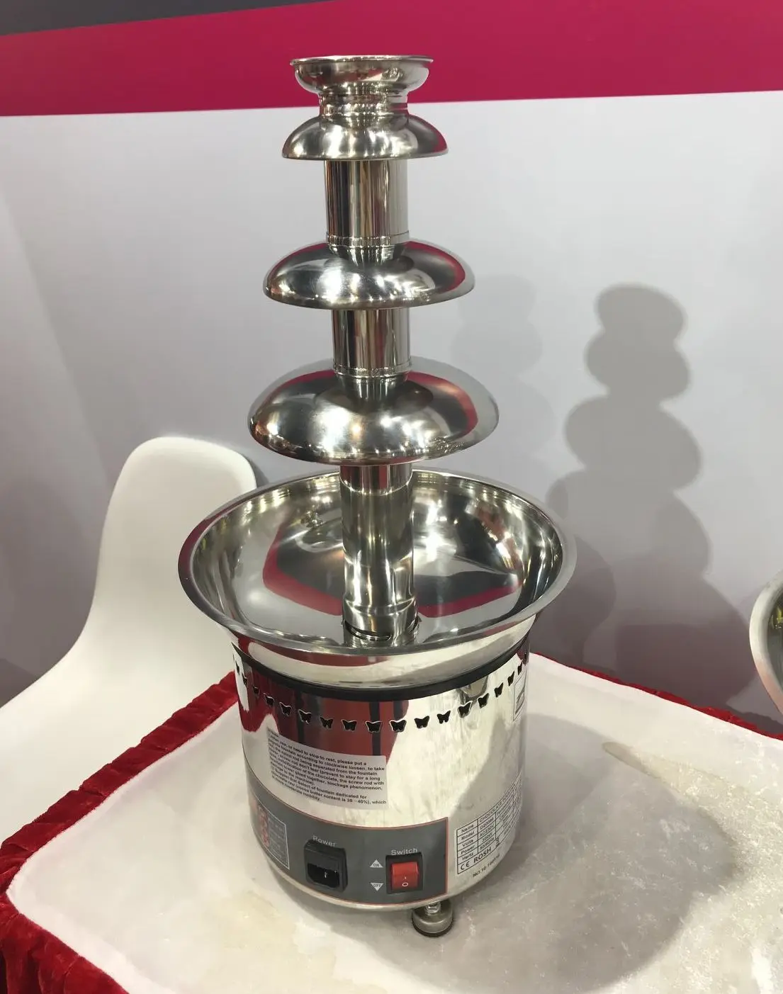 4 Tiers Commercial Chocolate Fountain Machine, Digital Chocolate Melting Machine,