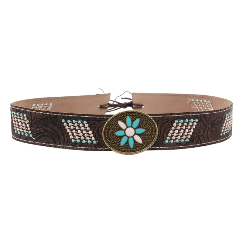 HX6F Cowboy Hat Band Replacement Embroidered Western Hat Belts for Straw and Felt Fedoras Panama Hats Replacement