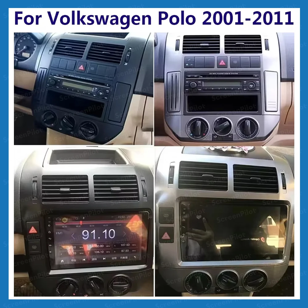 Android 16 For Volkswagen Polo Mk4 2001 - 2011 Car Radio Stereo Head Unit CarPlay Auto Radio Touch Screen Wifi 8 Core Car GPS