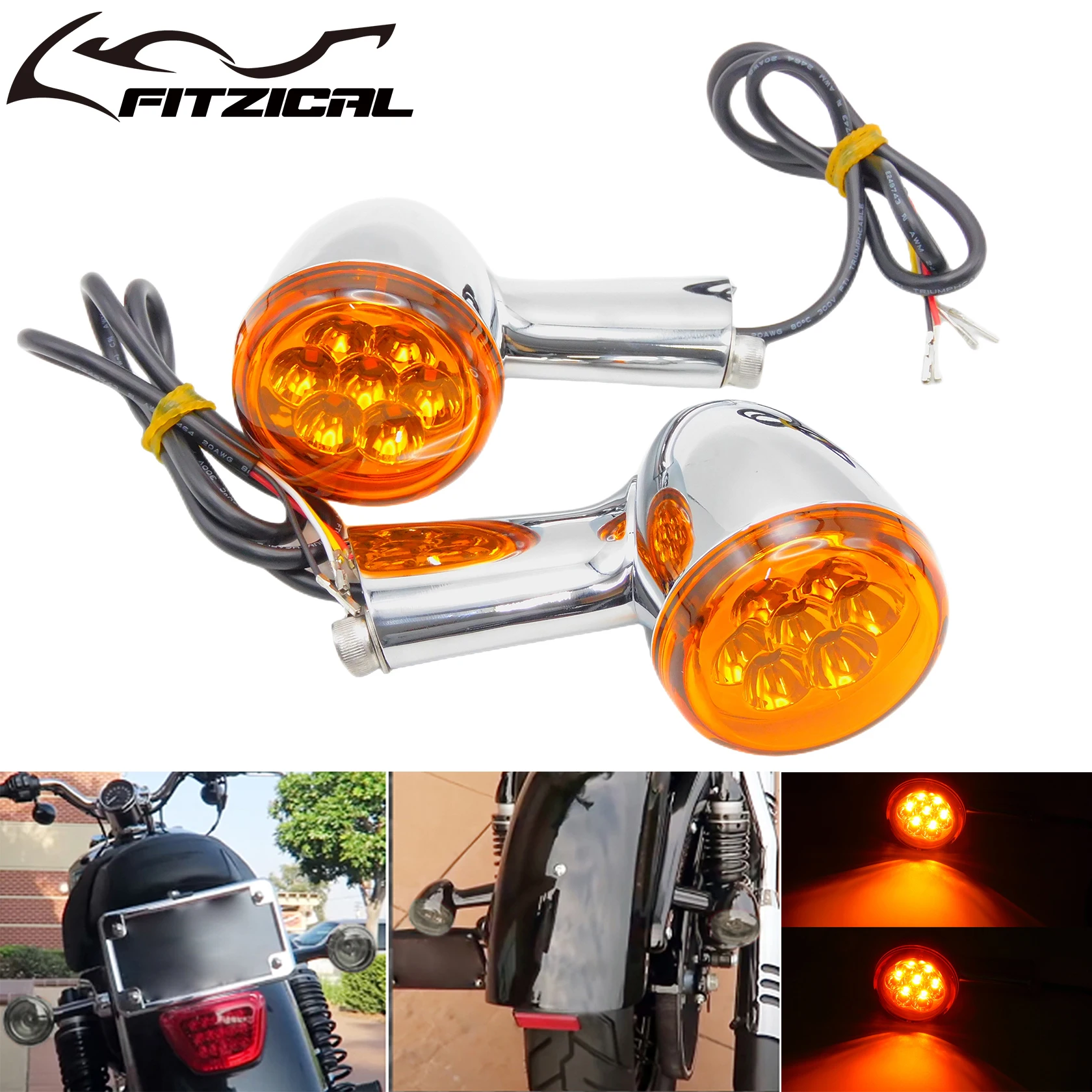 Motorcycle Rear Amber Running Brake Lamp LED Lights Long Bracket 4 Wires For Harley Sportster 883 Iron XL Roadster Custom 92-Up