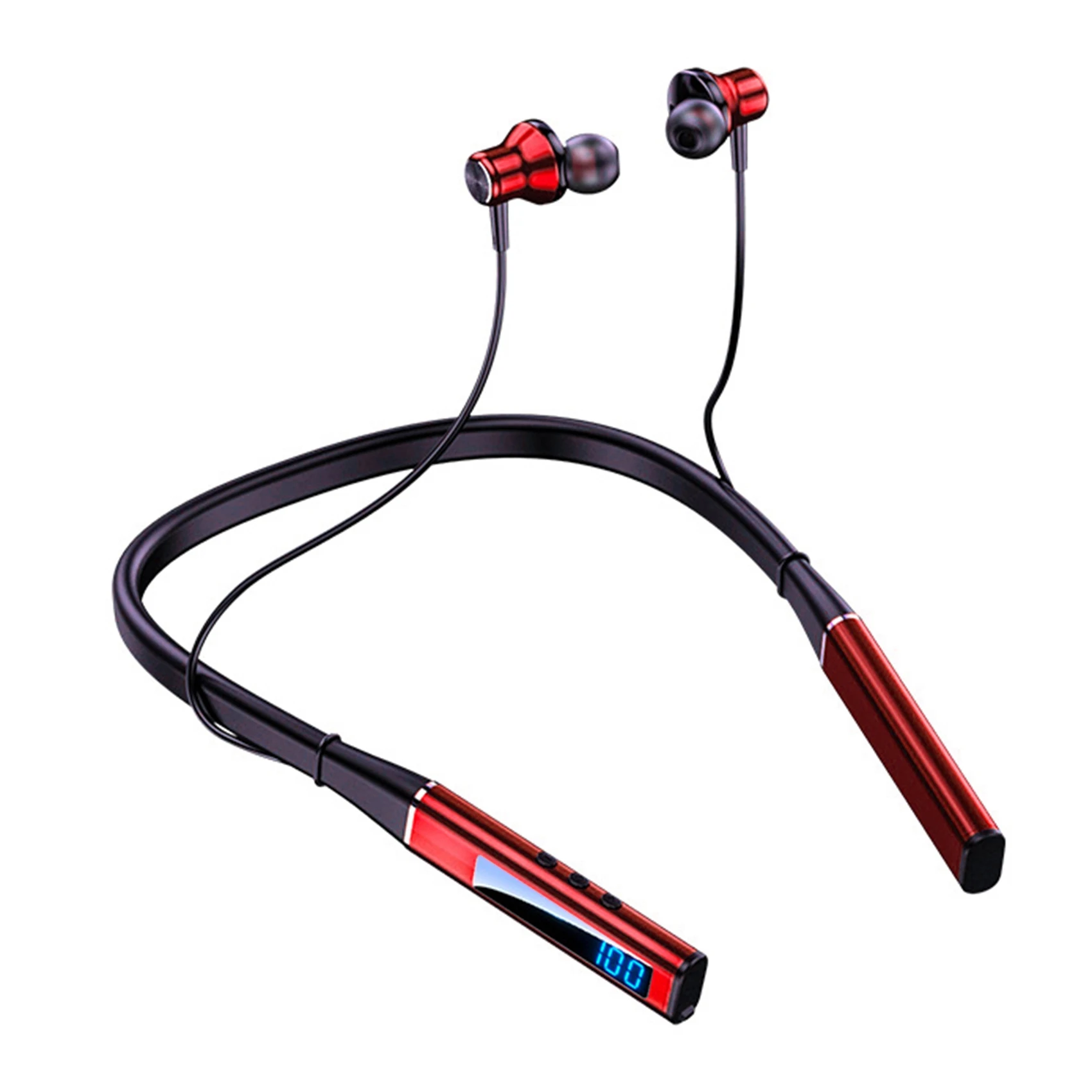 Wireless Bluetooth 5.1 Headphones Neck Earphones Sports Waterproof Headsets E-Sports Game Universal Headset Red