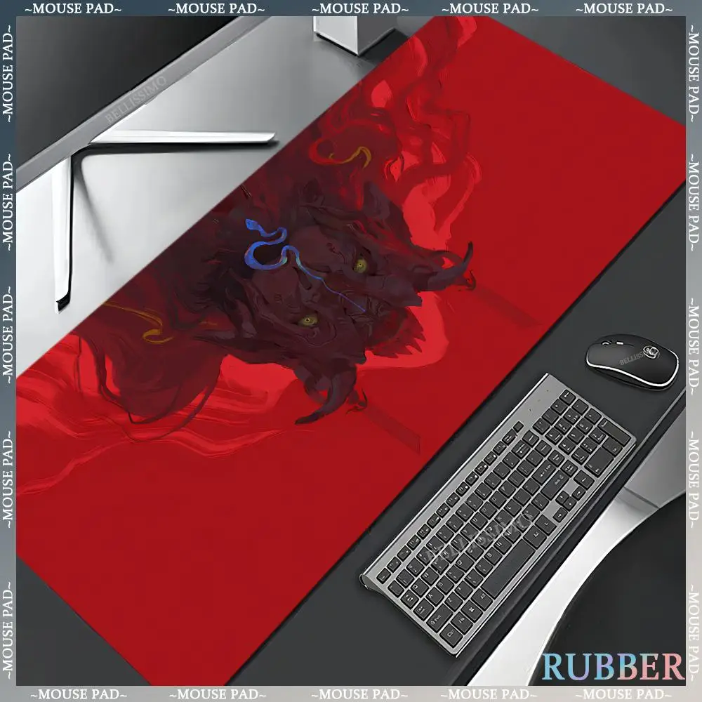 Rubberen Grote Muismatten Japanse Samurai Computerpad Spookmasker Spel Xxl Keyboard Pad Lock Rand Tafelmat Rubber Antislip Pad