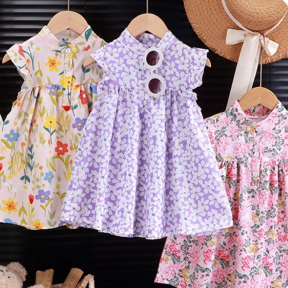 

New Floral Girls' Floral Dress Soft Breathable Beach Skirt Girls Clothing Girls