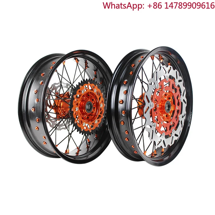 Enhanced 173.5 175.0 Supermoto Wheels for [Model] 7075 Aluminum Alloy Rims Hub Kit Custom Color Motorcycle Spare Parts
