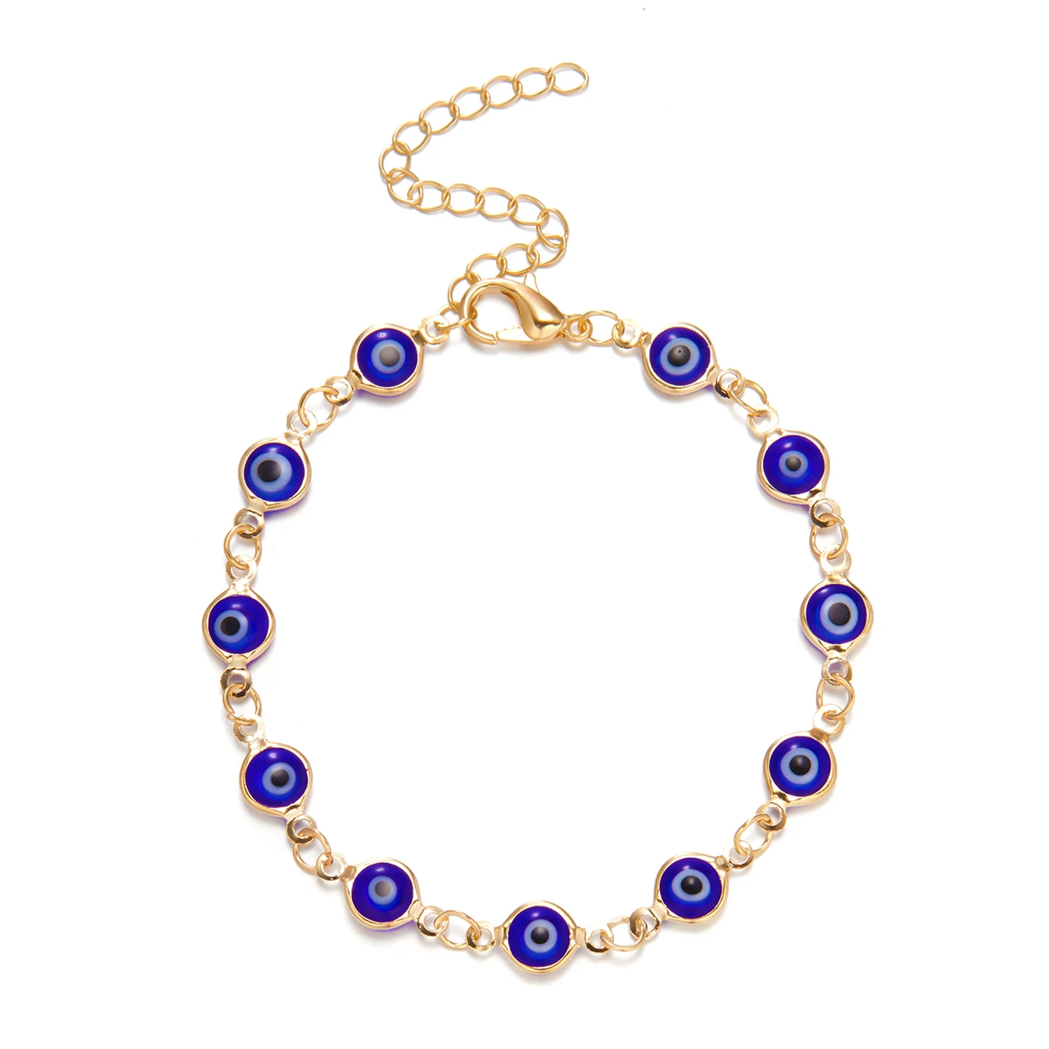 Lucky Turkey Evil Eye Bracelet Colorful Red Blue Eye Aesthetic Jewelry For Women Simple Trendy Adjustable Metal Chain Bracelets