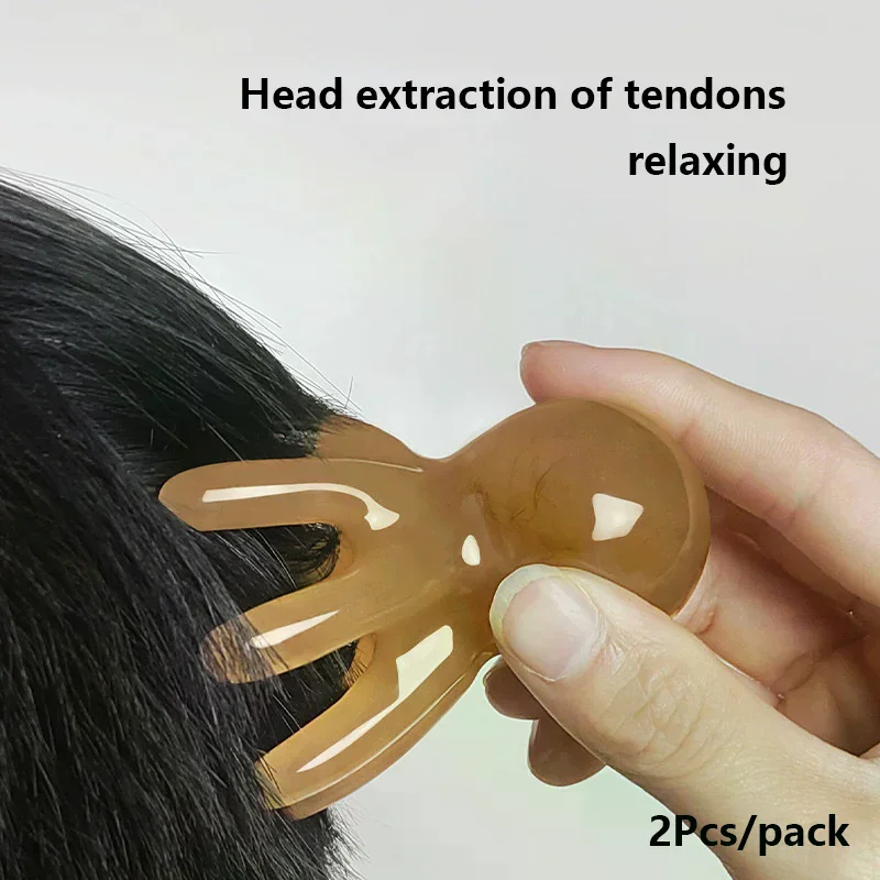 2Pcs Resin Octopus Comb Head Massager Meridian Scraping Scalp Massage Acupuncture Spa Body Home Health Therapy Tool