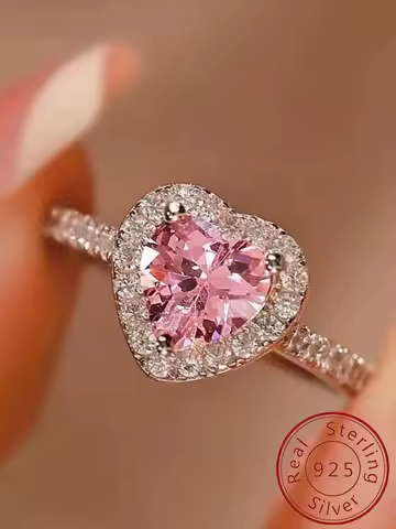 Gorgeous Zircon Romantic Love Heart Ring for Women Engagement Wedding Real 925 Sterling Silver Luxury High Quality Fine Jewelry