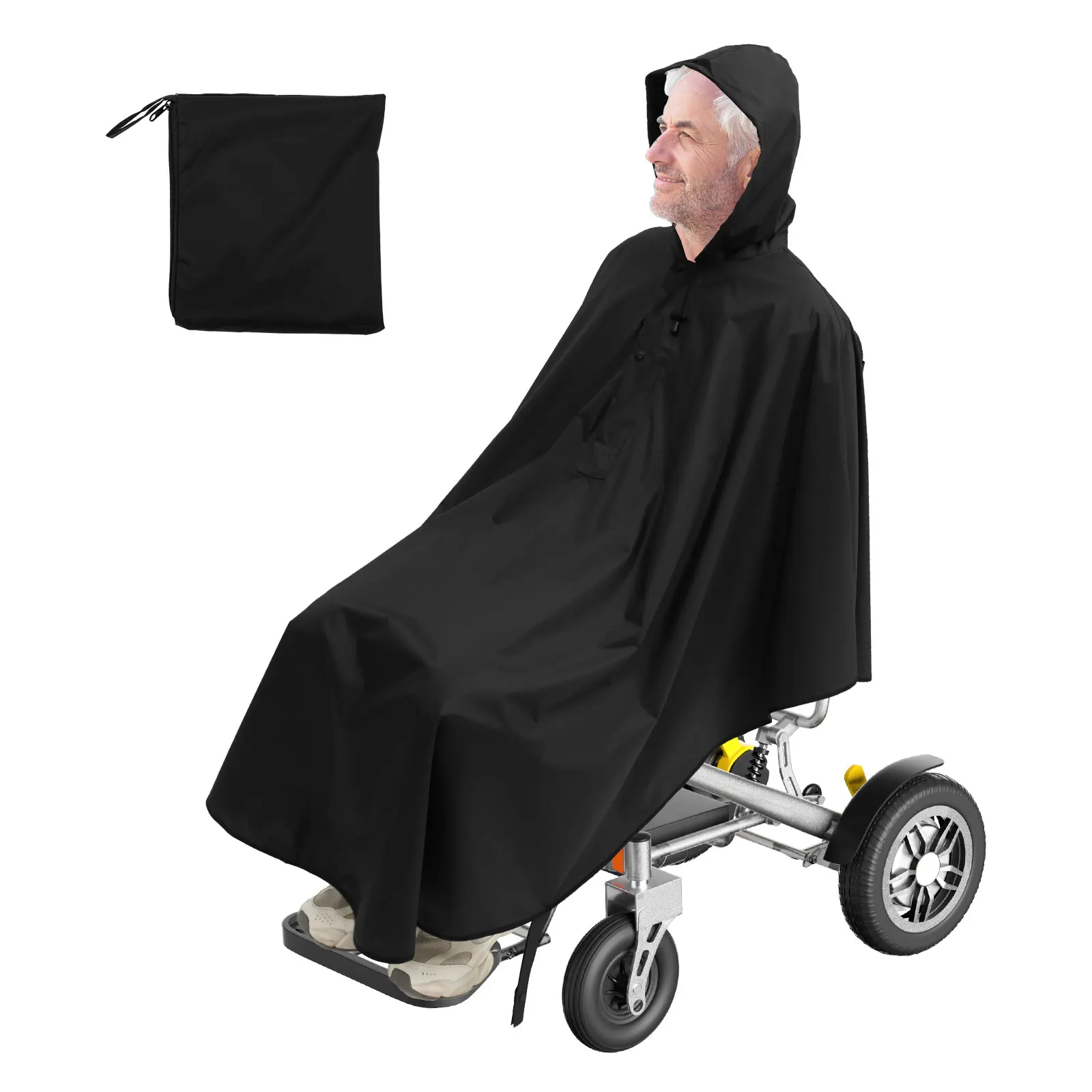

Reflective Wheelchair Poncho Waterproof Adjustable Hood Mobility Scooter Raincoat for Adult Men Women Wheelchair Poncho